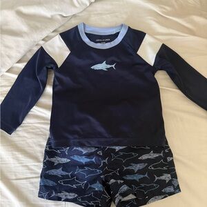 Janie and Jack Navy Shark Rashguard Set